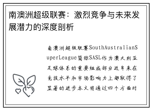 南澳洲超级联赛：激烈竞争与未来发展潜力的深度剖析
